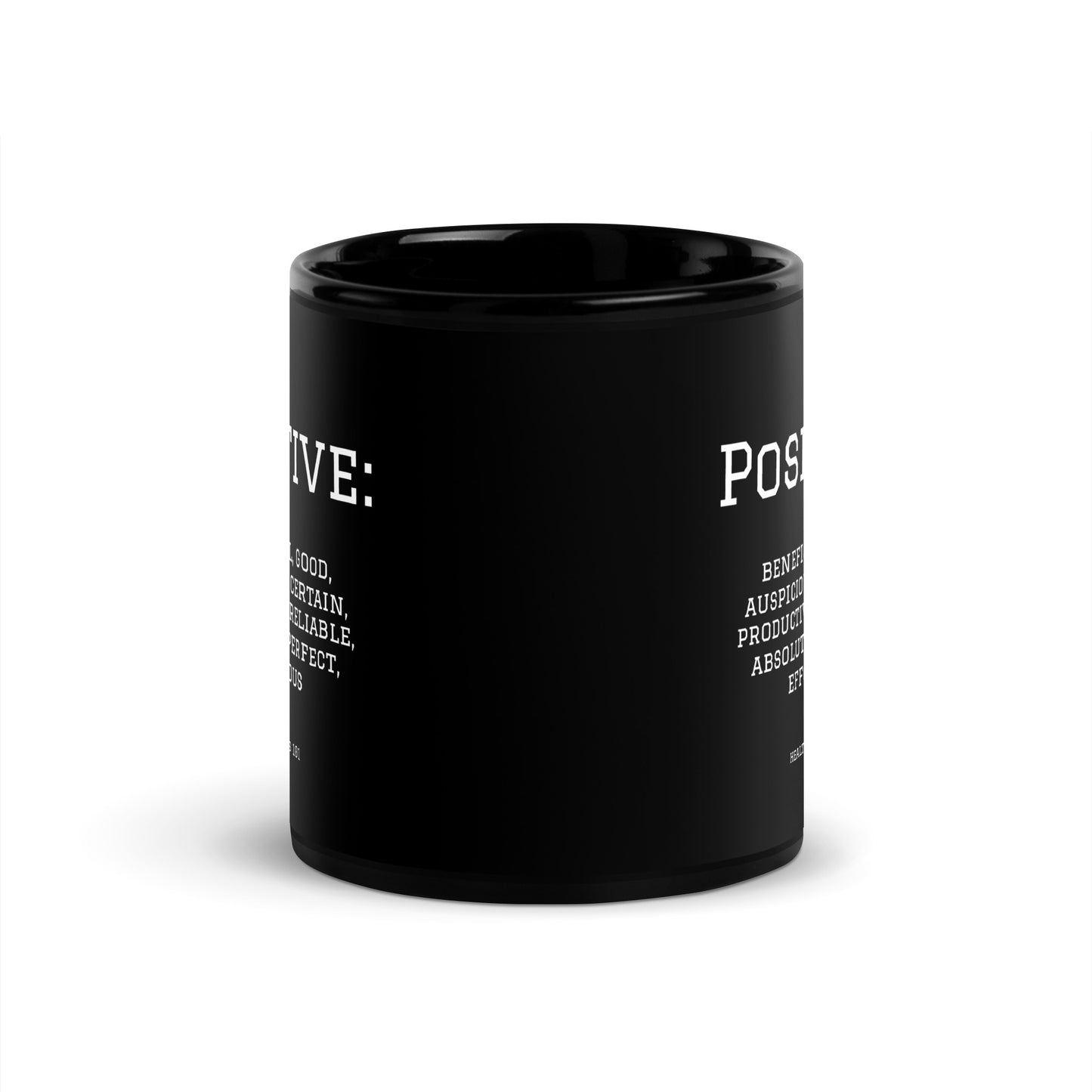Healthy Words® "positive" Black Glossy Mug