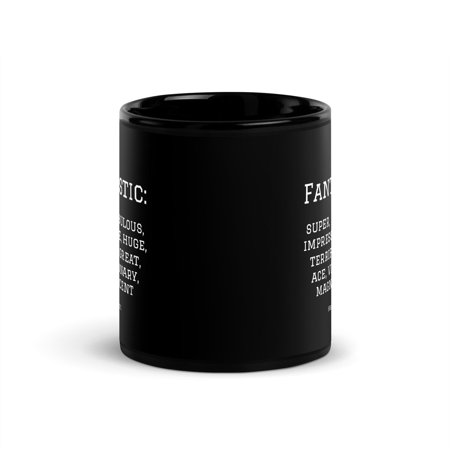 Healthy Words® "fantastic" Black Glossy Mug