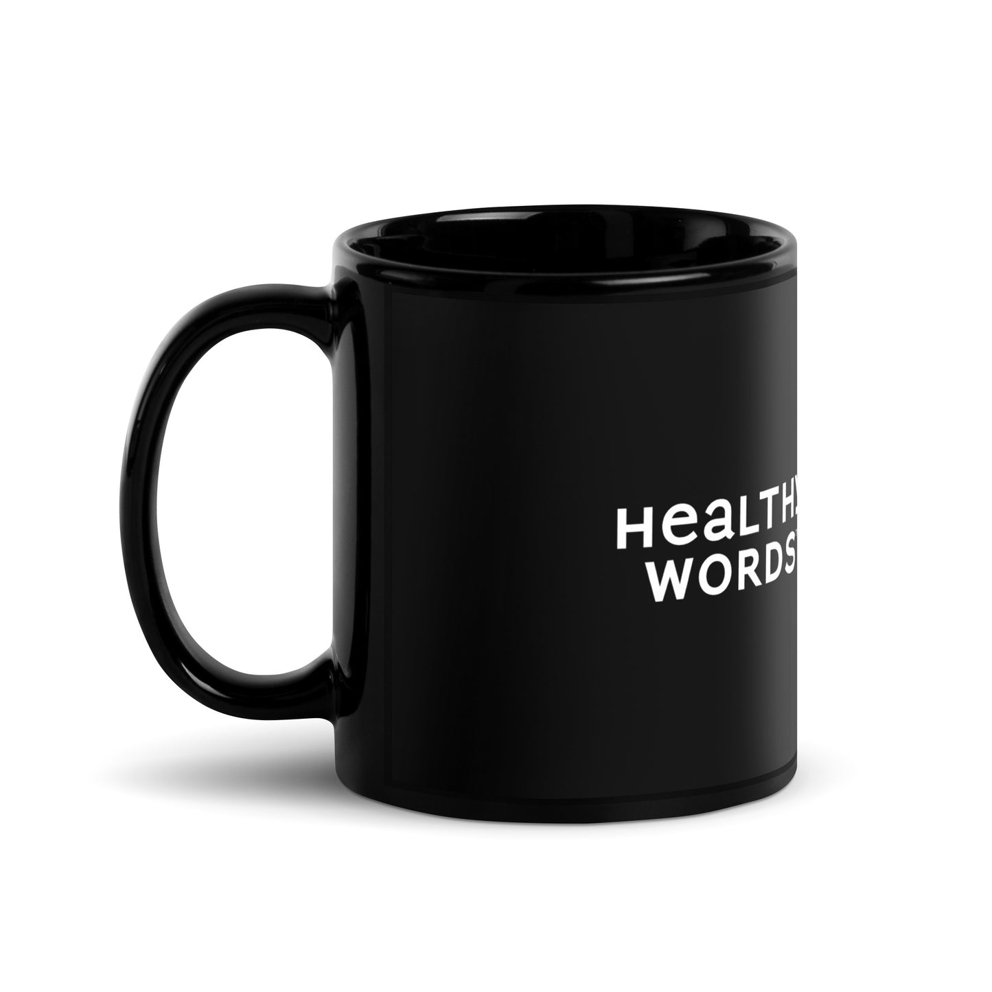 Healthy Words® Black Glossy Mug