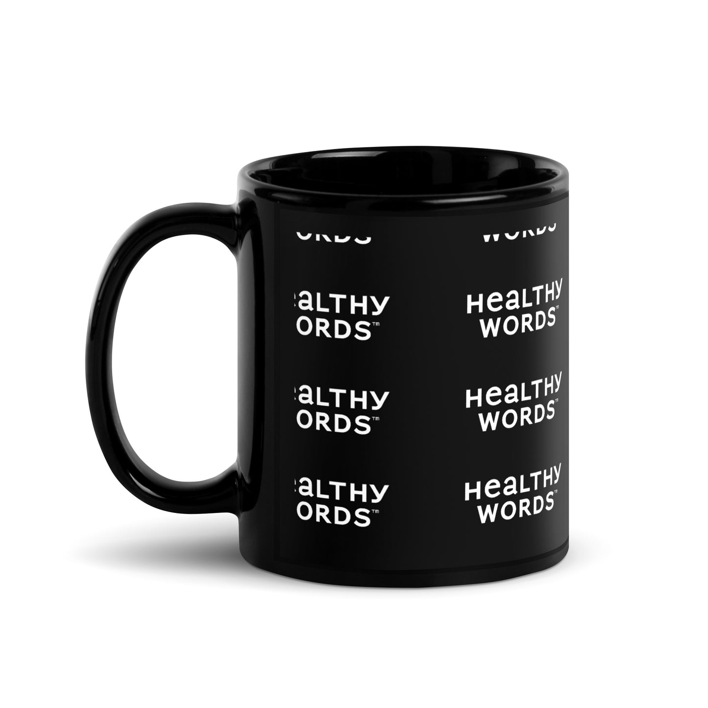 Healthy Words® small font Black Glossy Mug
