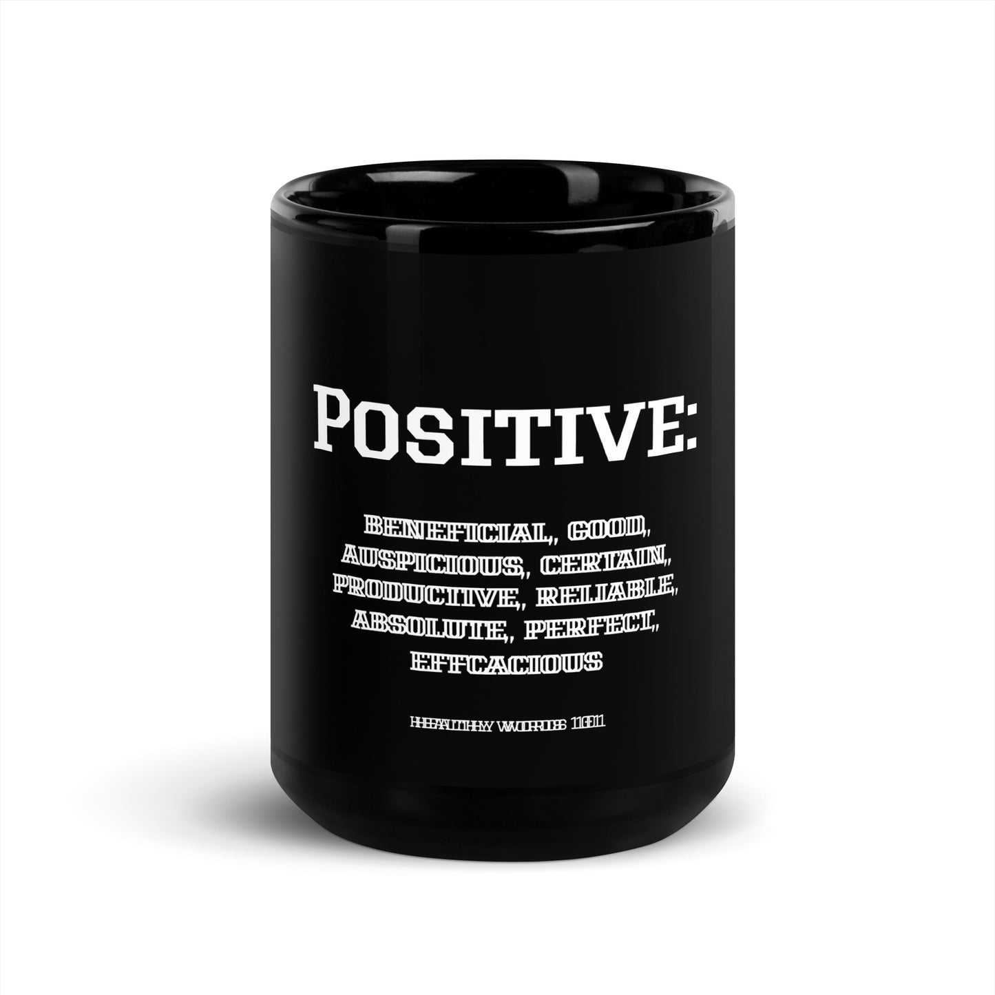 Healthy Words® "positive" Black Glossy Mug