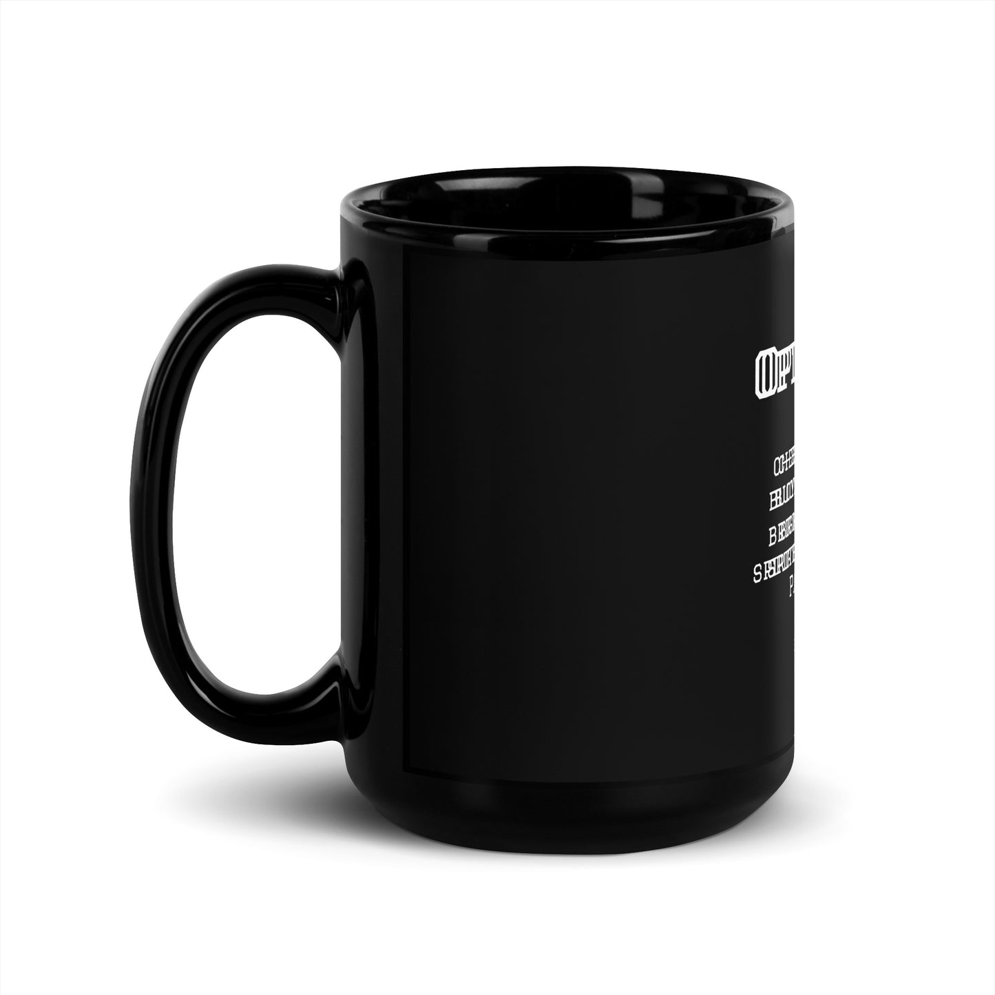 Healthy Words® "optimistic" Black Glossy Mug