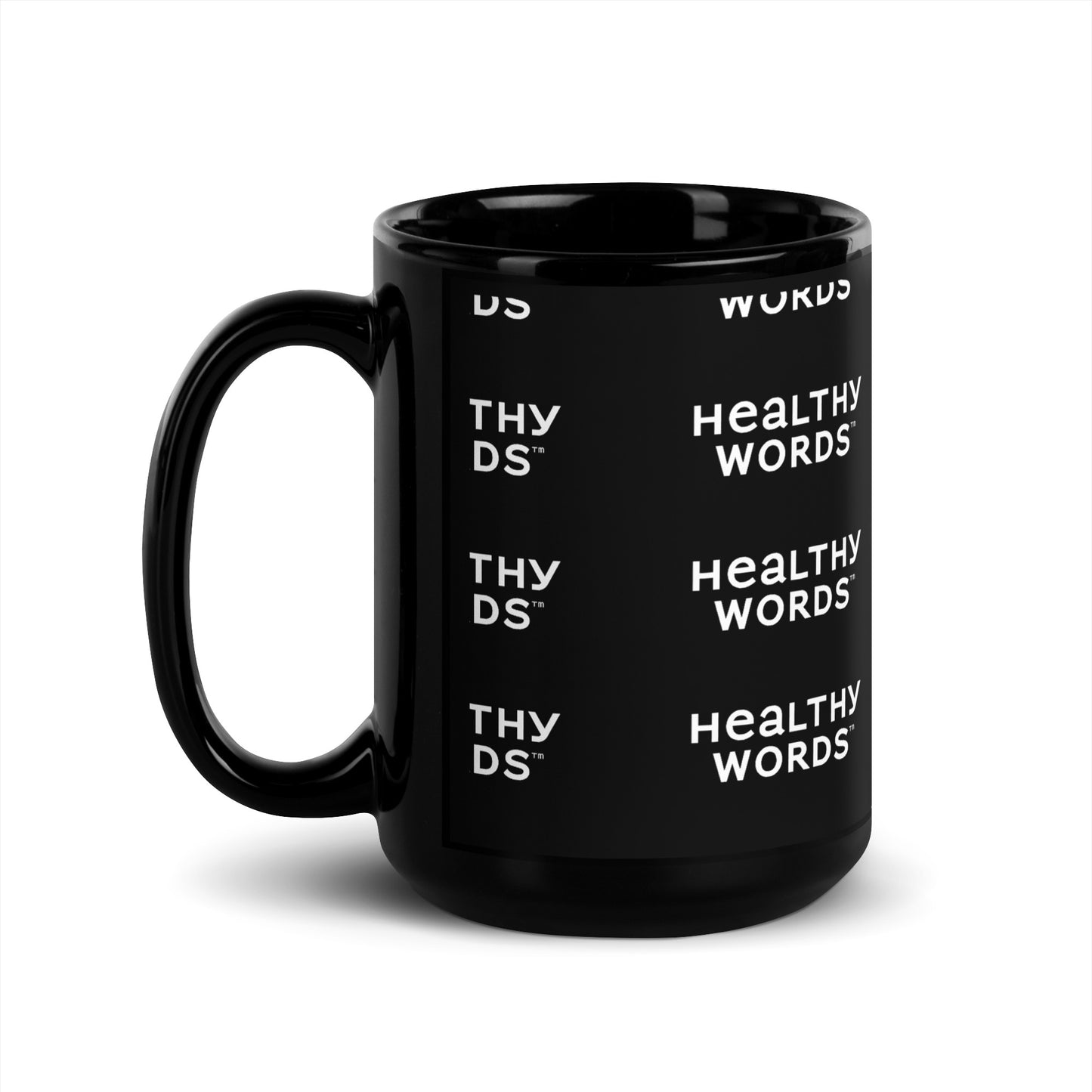 Healthy Words® small font Black Glossy Mug