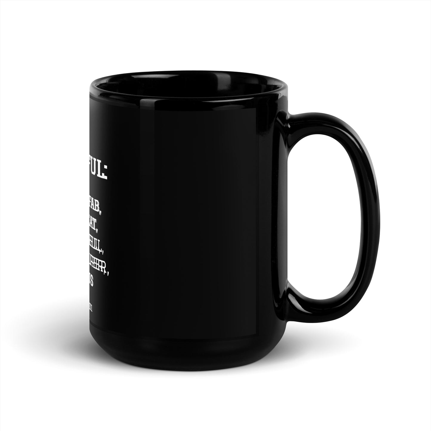 Healthy Words® "delightful" Black Glossy Mug