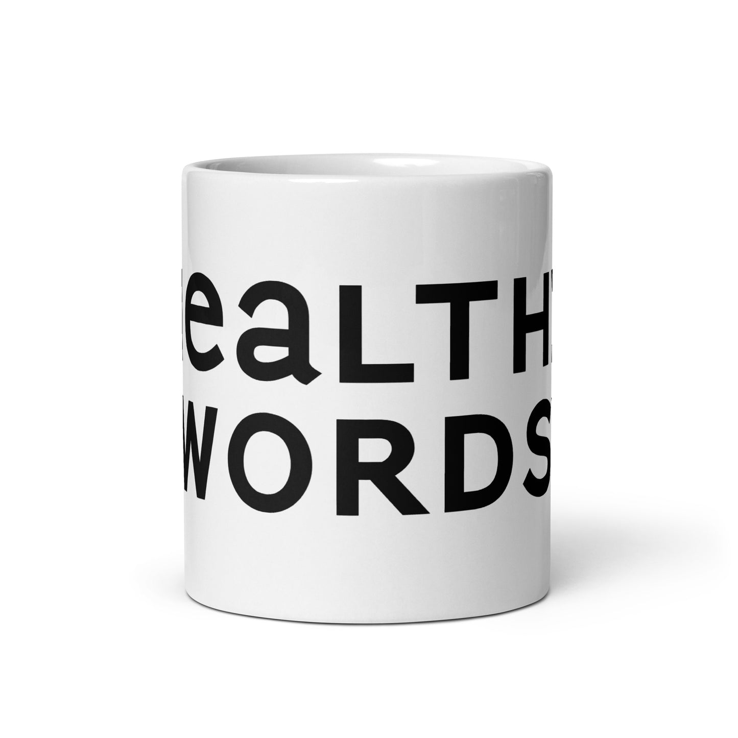 White glossy Healthy Words® Mug