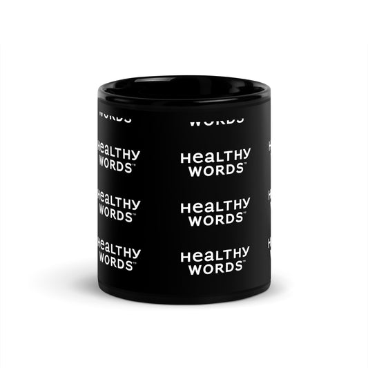 Healthy Words® small font Black Glossy Mug