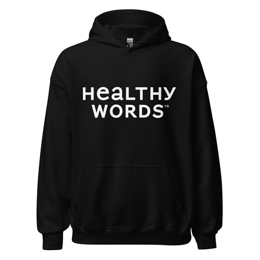 Healthy Words® white font Hoodie
