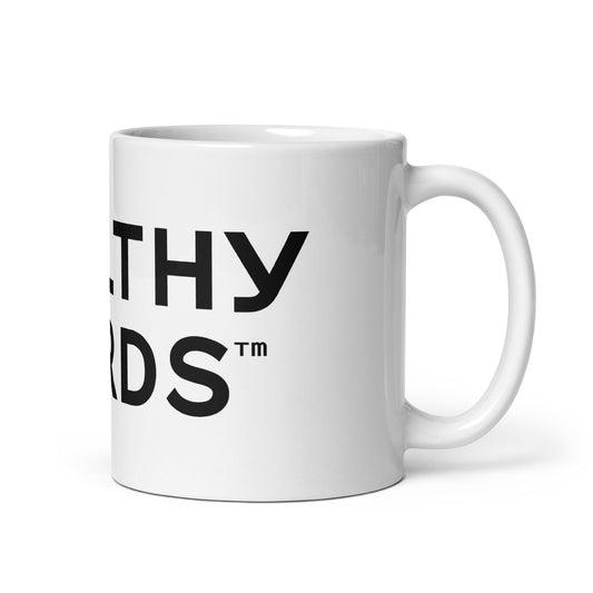 White glossy Healthy Words® Mug